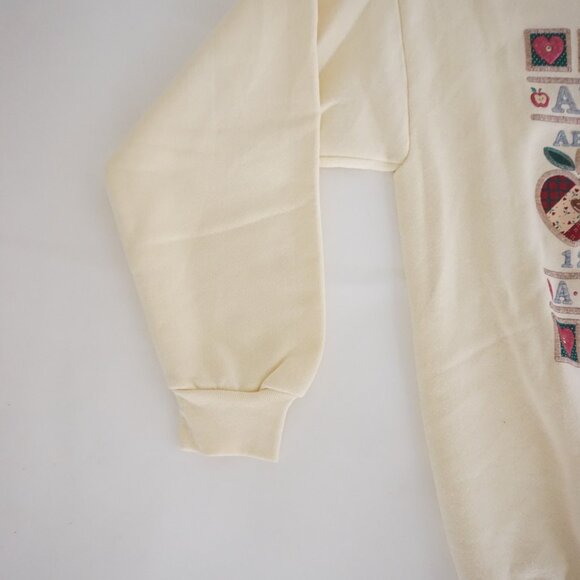 Vintage Cream Cotton Cabincore Eclectic Grandpa Country Graphic Sweatshirt L - Picture 7 of 10